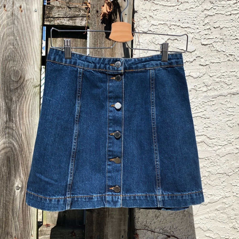 Topshop denim button front mini skirt
